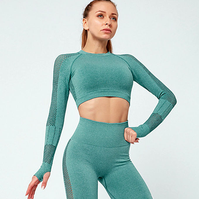 Women Yoga ApparelYoga Crop Top Seamless Leggings Gym Set High Waist