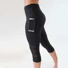 Calf Length Yoga Pants Capri Sport Pants / Gym High Waisted Black Mesh Leggings supplier